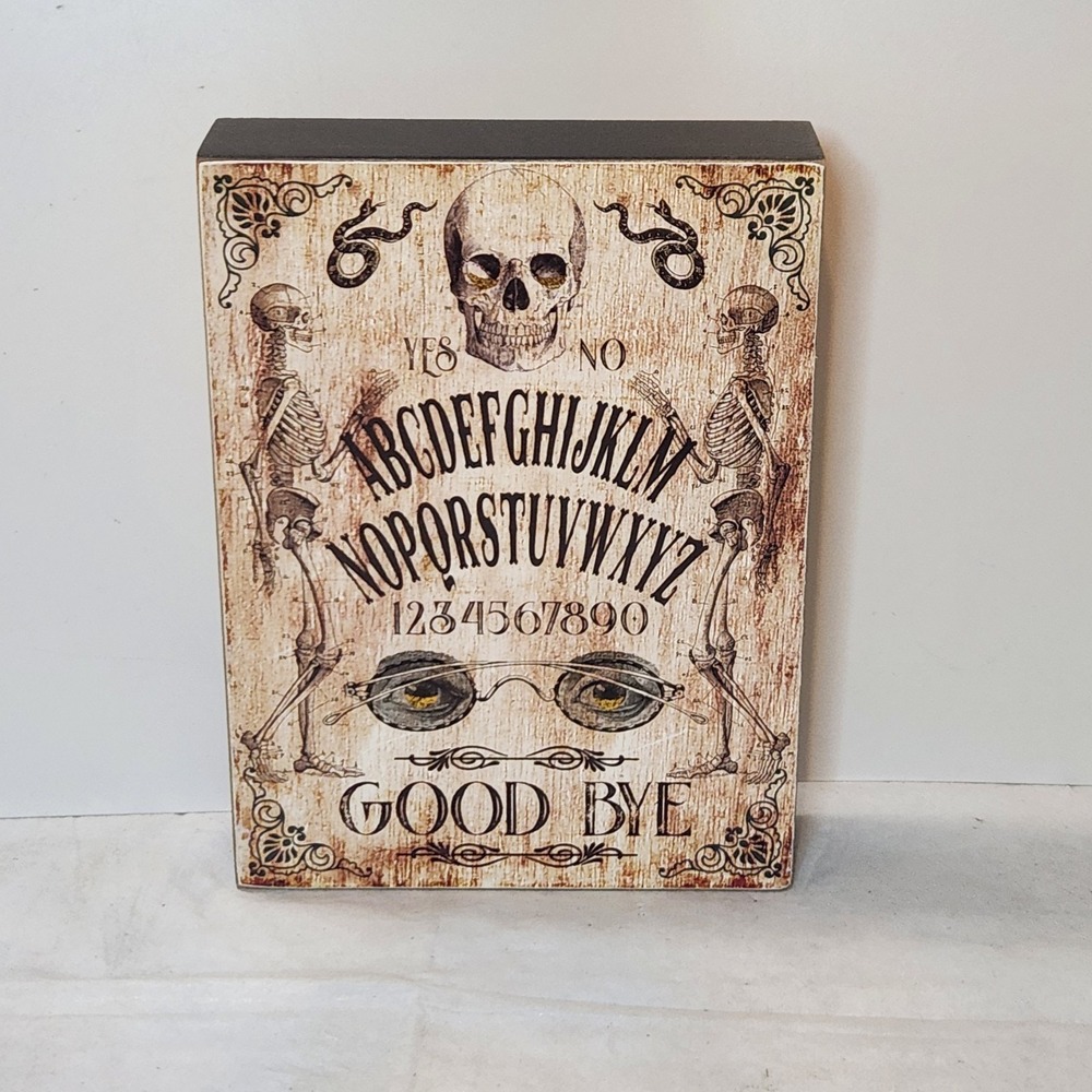 8"X‎ 6" Halloween Wall Plaque/Shelf Sitter Ouija Board Skeletons, Skull, Snakes